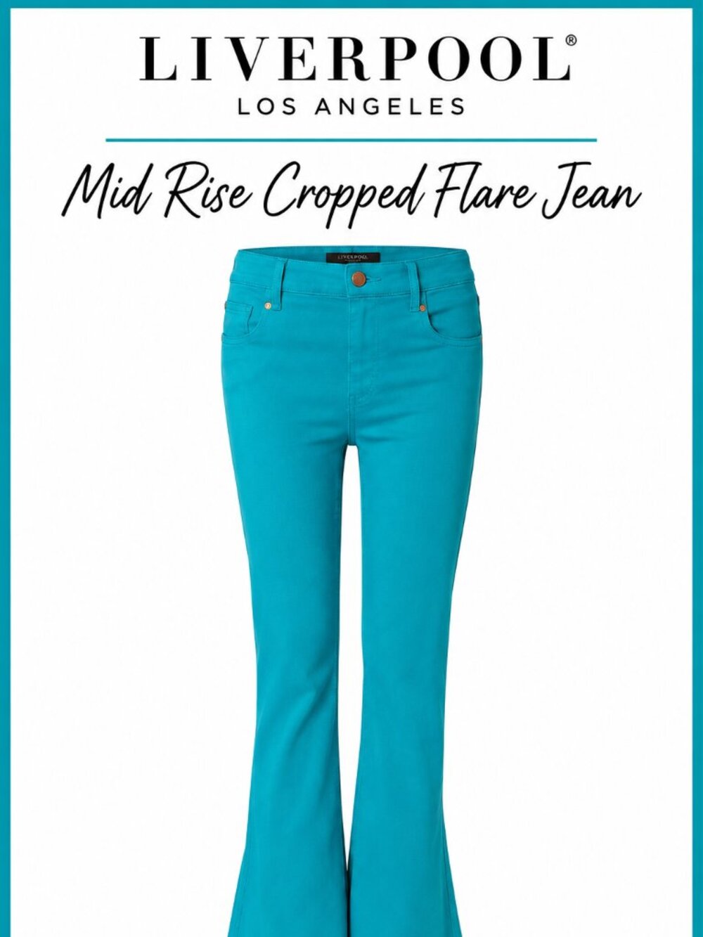 Liverpool Los Angeles Mid Rise Cropped Flare Jeans Teal Size 10/30